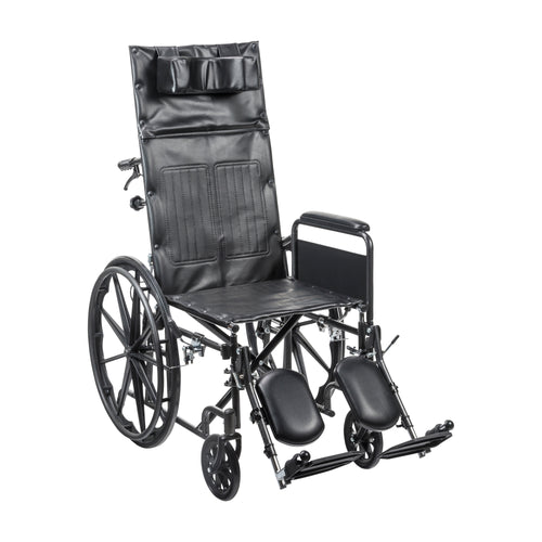 Drive Medical SSP18RBDFAV Silver Sport Full-Reclining Wheelchair, Full Arms, 18" Seat